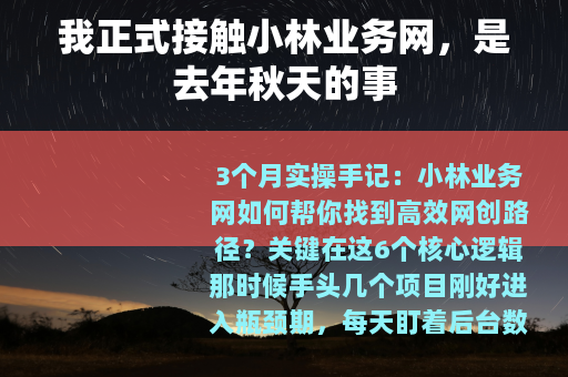 我正式接触小林业务网，是去年秋天的事