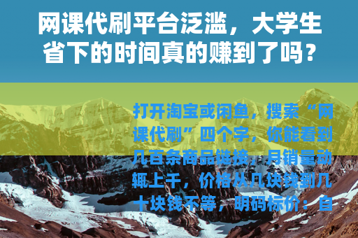 网课代刷平台泛滥，大学生省下的时间真的赚到了吗？