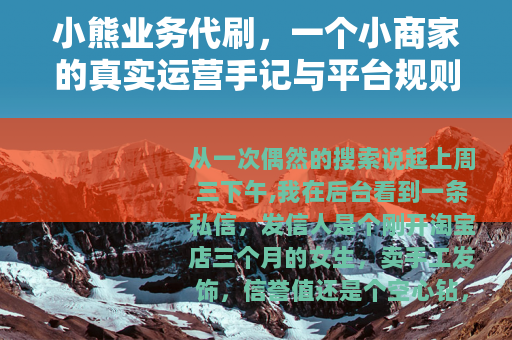 小熊业务代刷，一个小商家的真实运营手记与平台规则生存指南
