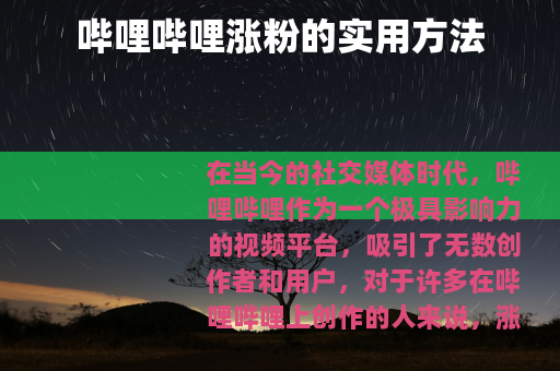 哔哩哔哩涨粉的实用方法