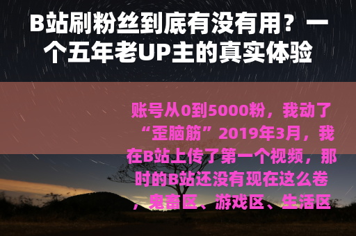 B站刷粉丝到底有没有用？一个五年老UP主的真实体验和数据分析