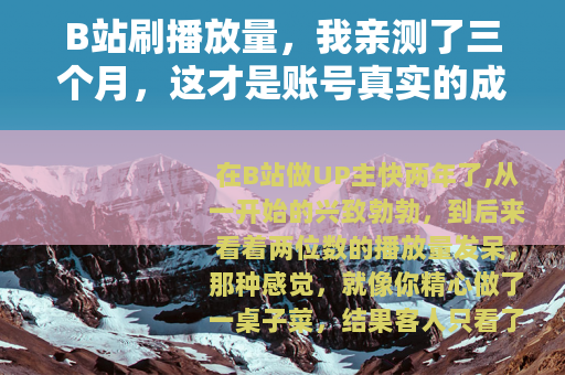 B站刷播放量，我亲测了三个月，这才是账号真实的成长轨迹