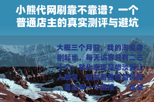 小熊代网刷靠不靠谱？一个普通店主的真实测评与避坑思路