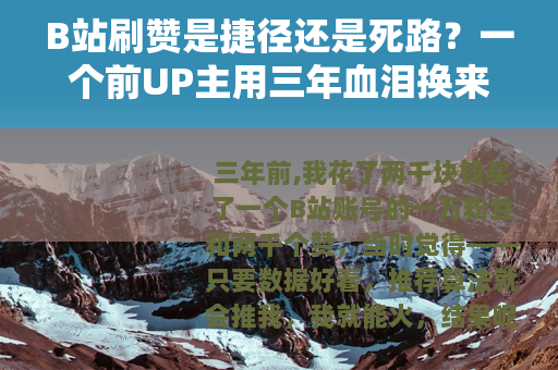 B站刷赞是捷径还是死路？一个前UP主用三年血泪换来的真实答案