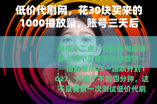低价代刷网，花30块买来的1000播放量，账号三天后被平台清空