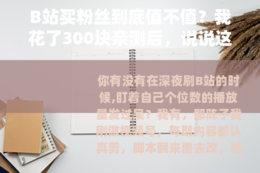 B站买粉丝到底值不值？我花了300块亲测后，说说这些真实感受