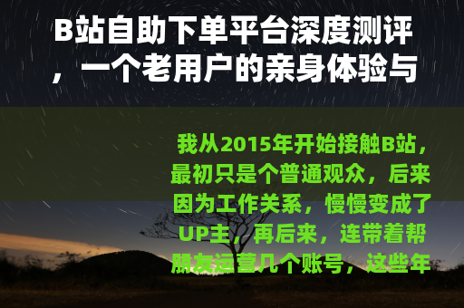 B站自助下单平台深度测评，一个老用户的亲身体验与思考