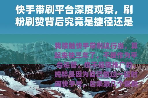 快手带刷平台深度观察，刷粉刷赞背后究竟是捷径还是弯路？