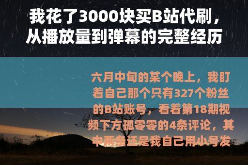 我花了3000块买B站代刷，从播放量到弹幕的完整经历记录