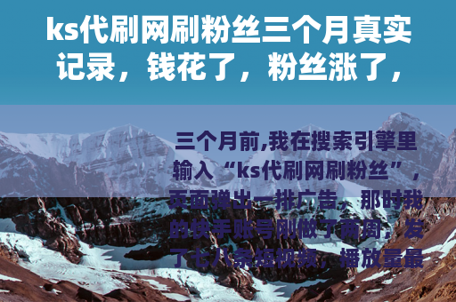 ks代刷网刷粉丝三个月真实记录，钱花了，粉丝涨了，然后呢？