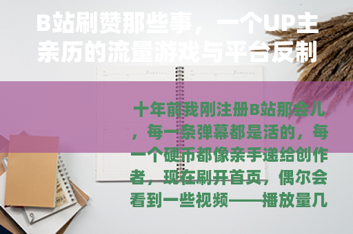 B站刷赞那些事，一个UP主亲历的流量游戏与平台反制实录