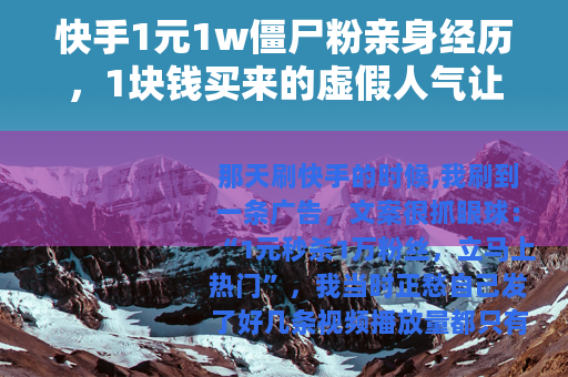 快手1元1w僵尸粉亲身经历，1块钱买来的虚假人气让我后悔莫及