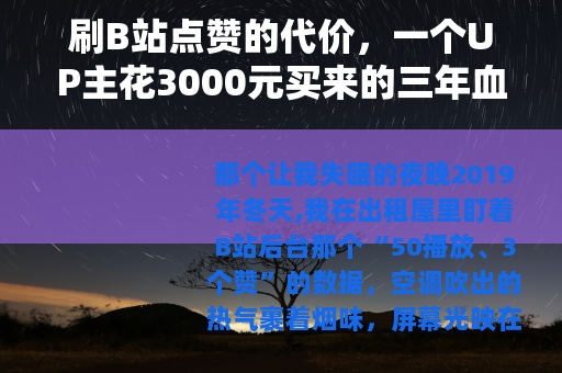 刷B站点赞的代价，一个UP主花3000元买来的三年血泪教训