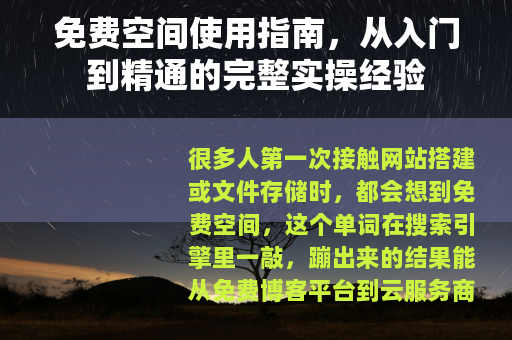 免费空间使用指南,从入门到精通的完整实操经验 免费空间使用指南,从入门到精通的完整实操经验