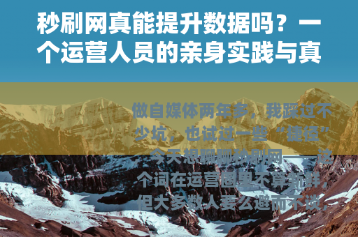 秒刷网真能提升数据吗？一个运营人员的亲身实践与真实反馈