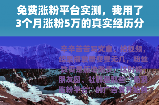 免费涨粉平台实测，我用了3个月涨粉5万的真实经历分享