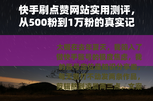 快手刷点赞网站实用测评，从500粉到1万粉的真实记录