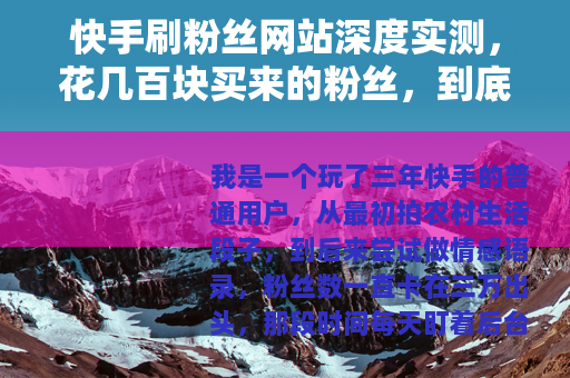 快手刷粉丝网站深度实测，花几百块买来的粉丝，到底值不值？