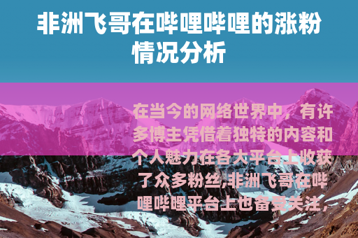 非洲飞哥在哔哩哔哩的涨粉情况分析