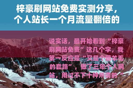梓豪刷网站免费实测分享，个人站长一个月流量翻倍的真实记录