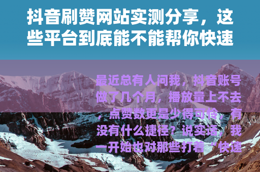 抖音刷赞网站实测分享，这些平台到底能不能帮你快速涨粉？