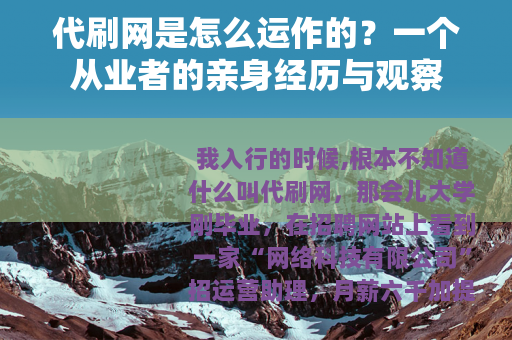 代刷网是怎么运作的？一个从业者的亲身经历与观察