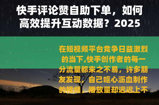 快手评论赞自助下单，如何高效提升互动数据？2025年实操指南