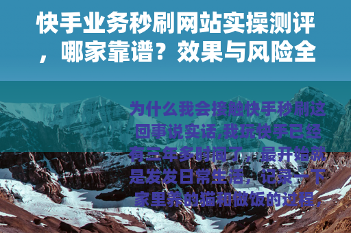 快手业务秒刷网站实操测评，哪家靠谱？效果与风险全解析