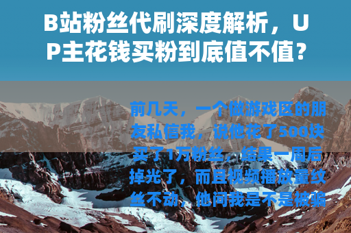 B站粉丝代刷深度解析，UP主花钱买粉到底值不值？