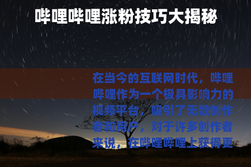 哔哩哔哩涨粉技巧大揭秘