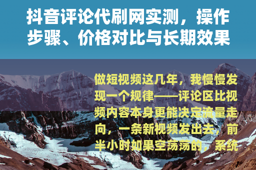 抖音评论代刷网实测，操作步骤、价格对比与长期效果全记录