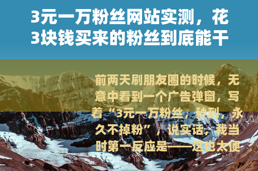 3元一万粉丝网站实测，花3块钱买来的粉丝到底能干啥？