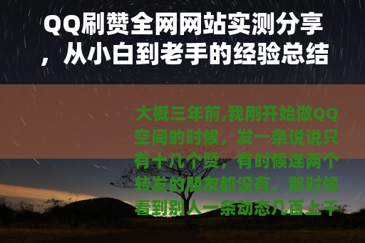 QQ刷赞全网网站实测分享，从小白到老手的经验总结与避坑心得