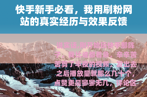快手新手必看，我用刷粉网站的真实经历与效果反馈
