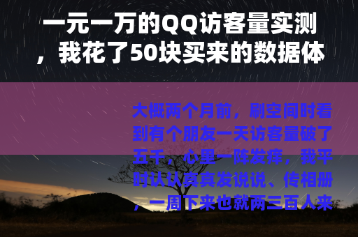 一元一万的QQ访客量实测，我花了50块买来的数据体验