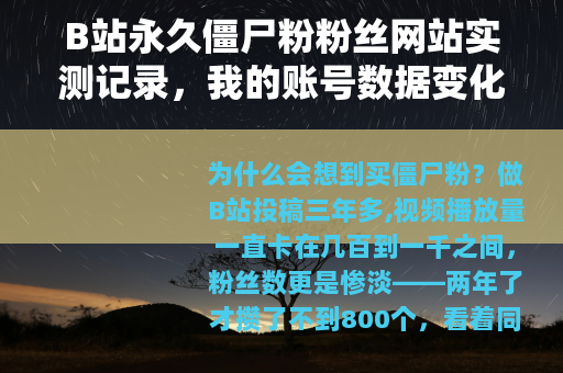 B站永久僵尸粉粉丝网站实测记录，我的账号数据变化与平台反应