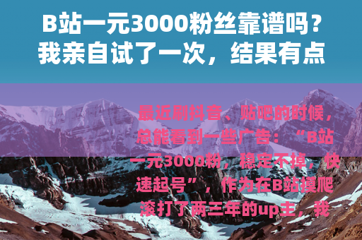 B站一元3000粉丝靠谱吗？我亲自试了一次，结果有点意外