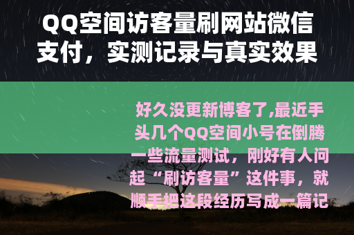 QQ空间访客量刷网站微信支付，实测记录与真实效果分享