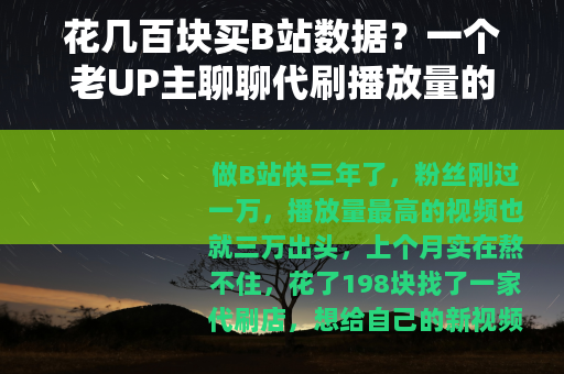花几百块买B站数据？一个老UP主聊聊代刷播放量的真实体验