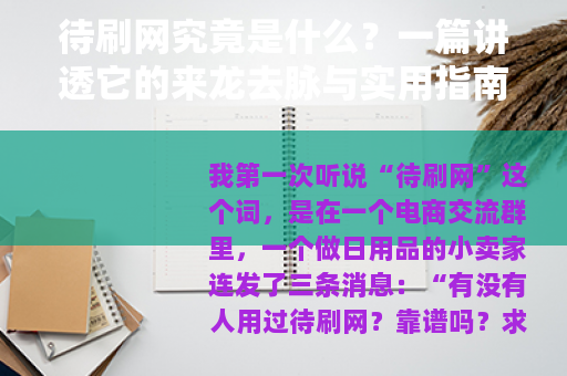 待刷网究竟是什么？一篇讲透它的来龙去脉与实用指南