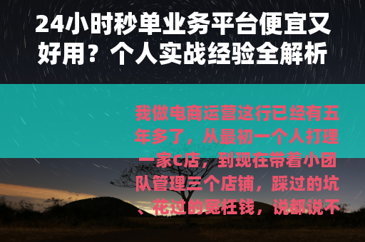 24小时秒单业务平台便宜又好用？个人实战经验全解析（28字）
