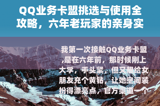 QQ业务卡盟挑选与使用全攻略，六年老玩家的亲身实践总结