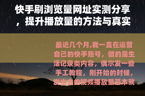 快手刷浏览量网址实测分享，提升播放量的方法与真实效果分析