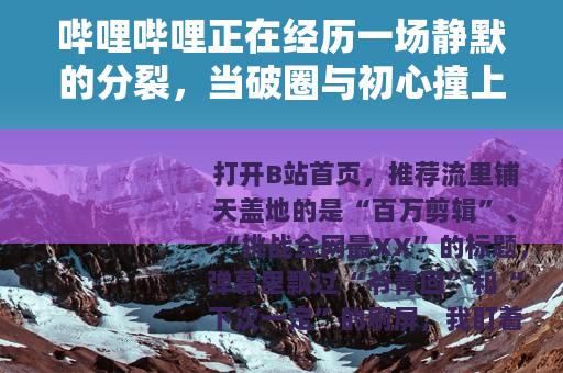 哔哩哔哩正在经历一场静默的分裂，当破圈与初心撞上现实的墙