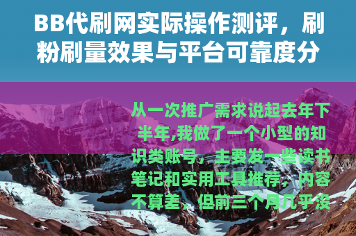 BB代刷网实际操作测评，刷粉刷量效果与平台可靠度分析