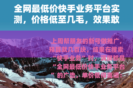 全网最低价快手业务平台实测，价格低至几毛，效果敢信吗？