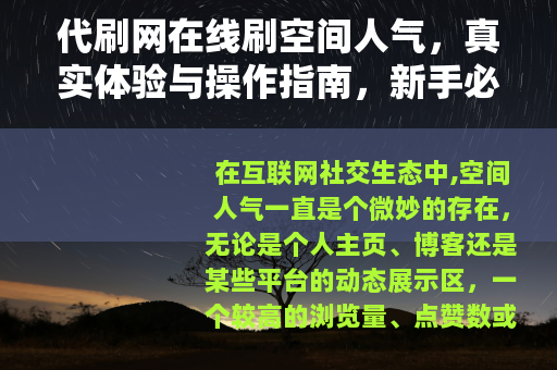 代刷网在线刷空间人气，真实体验与操作指南，新手必看步骤