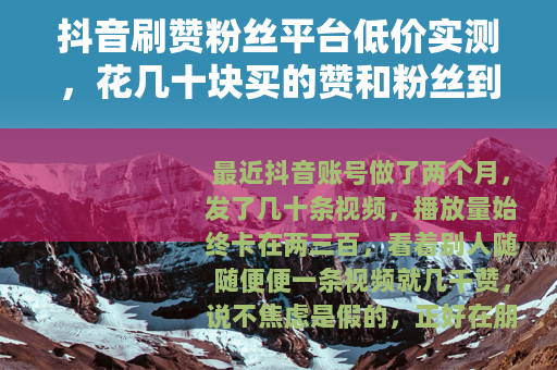 抖音刷赞粉丝平台低价实测，花几十块买的赞和粉丝到底能撑多久