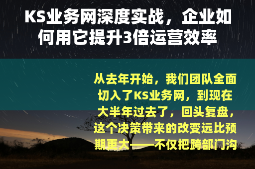 KS业务网深度实战，企业如何用它提升3倍运营效率