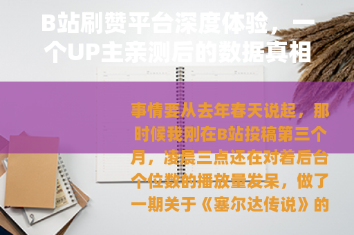 B站刷赞平台深度体验，一个UP主亲测后的数据真相与长期教训